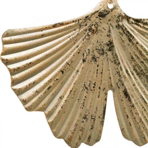 Floristik24 Zawieszka w kształcie liścia miłorzębu Ginkgo vintage dekoracyjna metalowa 15×11cm 4 szt
