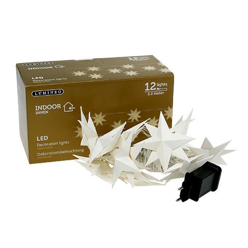 Floristik24 Girlanda z papierowych gwiazdek 12 świateł ciepła biel 220cm