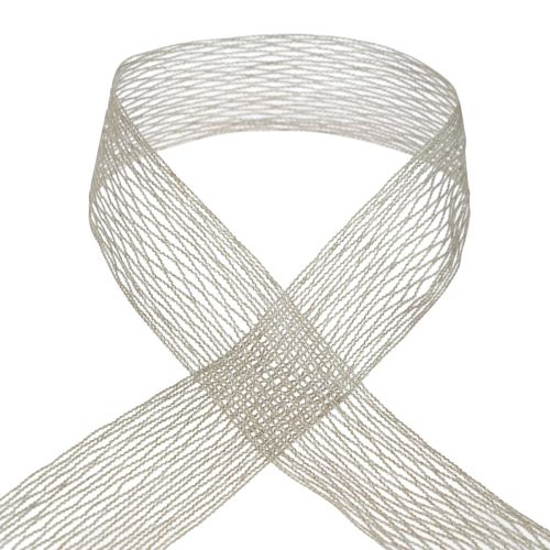 Floristik24 Taśma siatkowa, taśma siatkowa, taśma dekoracyjna, brązowa, wzmocniona drutem, 50mm, 10m
