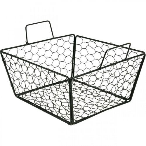 Kosz druciany z uchwytem kosz na kwiaty metalowy czarny L×S33cm