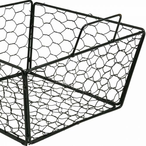 Kosz druciany z uchwytem kosz na kwiaty metalowy czarny L×S33cm