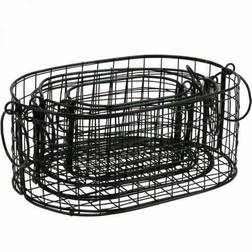 Produkt Kosz druciany z uchwytami metalowy czarny 17-32cm zestaw 4 szt