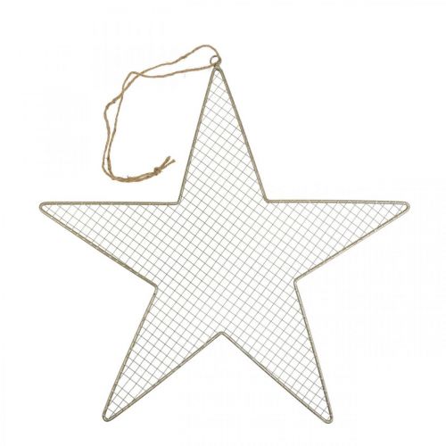 Produkt Dekoracja z metalowej siatki w kształcie gwiazdki Dekoracja metalowa w kształcie gwiazdki w kolorze złotym Ø47cm