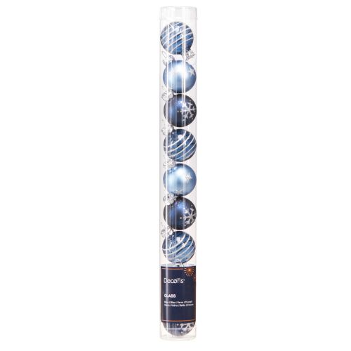 Produkt Szklane bombki choinkowe niebieski srebrny dekor mini Ø3cm 9 szt