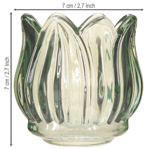 Produkt Szklany świecznik tealight tulipan zielony Ø7cm wys.7cm 2szt