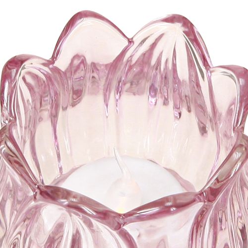Produkt Szklany świecznik tealight szklany tulipan fioletowy Ø7cm wys.7cm 2szt
