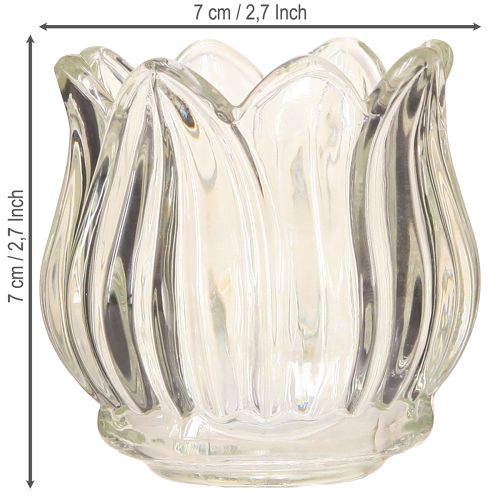 Produkt Szklany świecznik typu tealight tulipan szkło przezroczyste Ø7cm wys.7cm 2szt