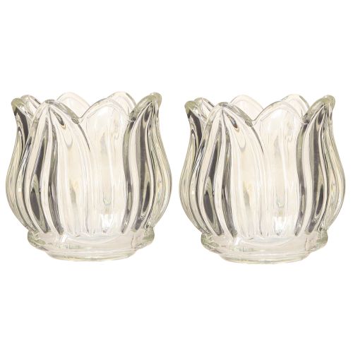 Produkt Szklany świecznik typu tealight tulipan szkło przezroczyste Ø7cm wys.7cm 2szt