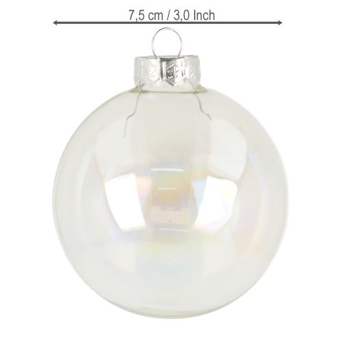 Produkt Szklane bombki choinkowe, opalizujące, przezroczyste, 7,5 cm, 12 sztuk