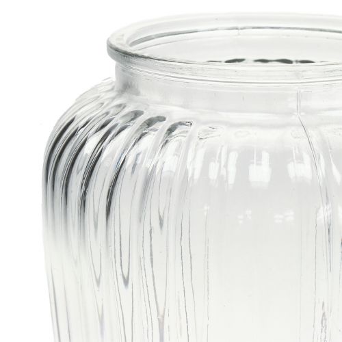 Floristik24 Wazon szklany prążkowany Ø15cm H19,5cm