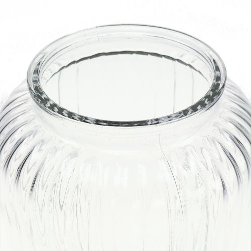 Floristik24 Wazon szklany prążkowany Ø15cm H19,5cm