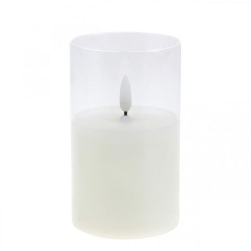 Floristik24 Świeca LED w szkle z efektem płomienia, Indoor Candle ciepłej bieli, LED z timerem zasilany bateriami Ø7.5 H12.5cm