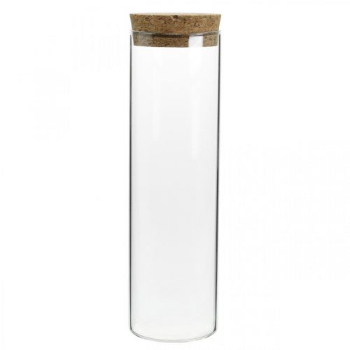 Szkło z korkową pokrywką Szklany cylinder z przezroczystym korkiem Ø6cm W21cm