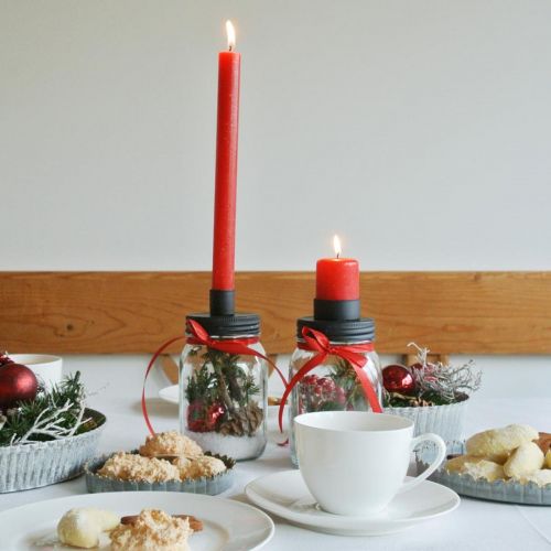 Floristik24 Szkło dekoracyjne ze świecznikiem czarna dekoracja stołu Ø8,5 cm W16 cm 2 szt.