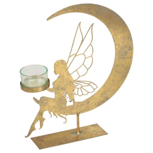 Floristik24 Szklany świecznik na tealighty, metalowa dekoracyjna dekoracja w kształcie elfów 23×5×28cm