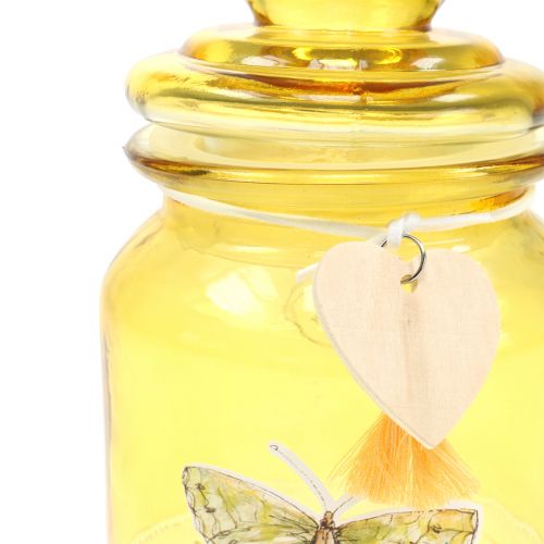 Floristik24 Szklany słoik bonboniere żółty Ø11cm W15,5cm