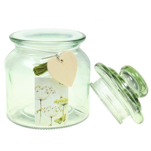 Floristik24 Słoik szklany Bonbonnière zielony Ø11cm H15,5cm