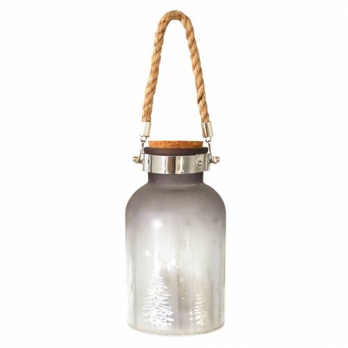 Floristik24 Szklanka świąteczna z 4 diodami LED i krajobrazem zimowym 19,5cm