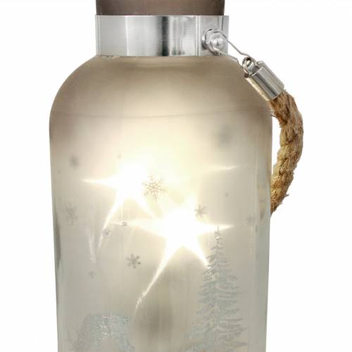 Floristik24 Szklanka świąteczna z 4 diodami LED i krajobrazem zimowym 19,5cm