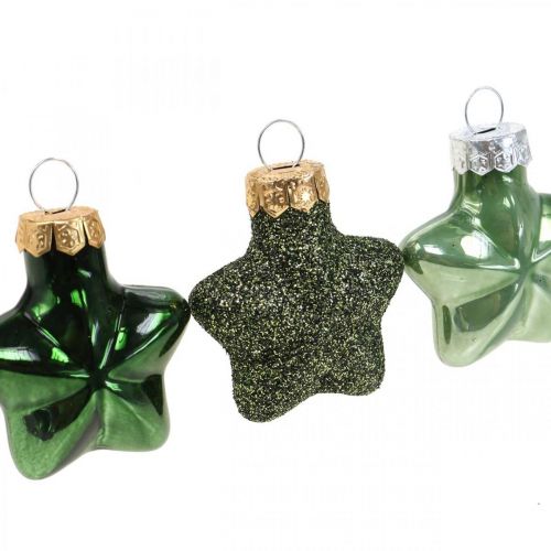 Floristik24 Mini Choinka Dekoracje Mix Zielony Szkło Dekoracje świąteczne Asortyment 4cm 12szt