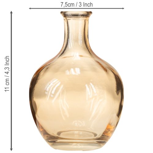 Produkt Szklana butelka mini wazonik bursztynowo-przezroczysty Ø7,5cm wys.11cm 4 szt.