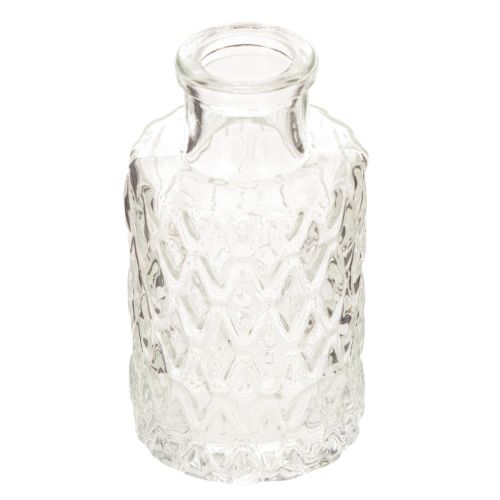 Miniaturowy wazon szklany z wzorem diamentowym, mały wazon stołowy, butelka, przezroczysty, 9 cm, 6 sztuk kupić | Floristik24.pl