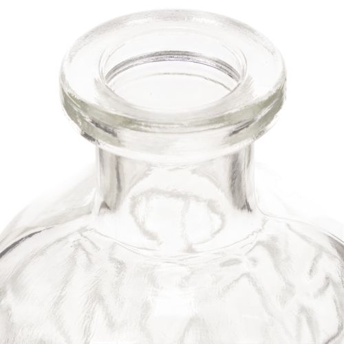 Butelka szklana z wzorem diamentowym, butelka dekoracyjna, wazon, mała, 13 cm, 6 sztuk | Floristik24.pl