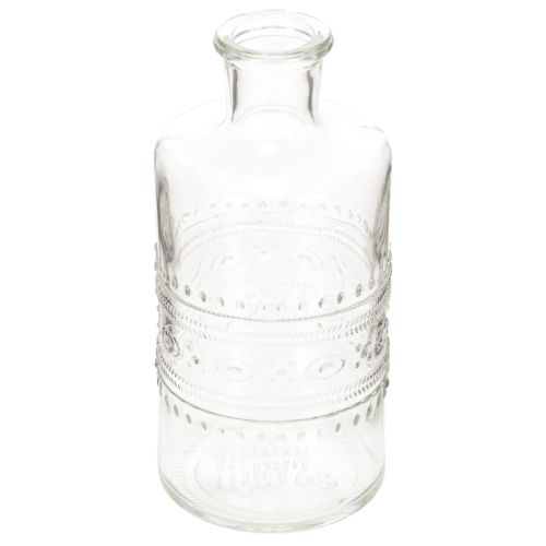 Butelka szklana z wzorem, cylindryczna, przezroczysta, wazon dekoracyjny, 15 cm, 6 szt.