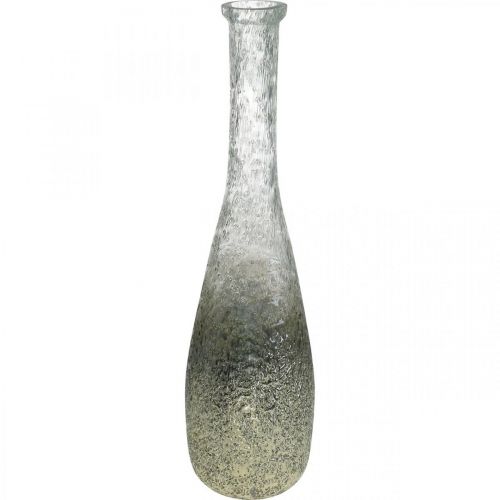 Wazon szklany dwukolorowy, dekoracja stołu z prawdziwego szkła bezbarwnego, srebrny wys.40cm