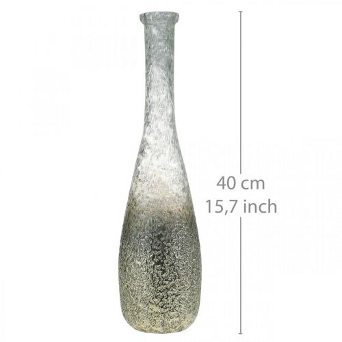 Produkt Wazon szklany dwukolorowy, dekoracja stołu z prawdziwego szkła bezbarwnego, srebrny wys.40cm