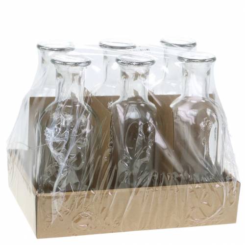Produkt Ozdobna szklana butelka z żłobkowaną dekoracją przezroczysta Ø7,5cm W19cm 6 szt