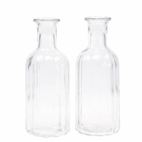 Produkt Dekoracyjna szklana butelka z rowkami przezroczysta Ø7,5cm W19cm 6 sztuk