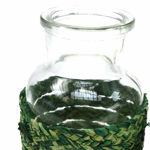 Produkt Szklana butelka z zieloną rafią H12,5cm 3szt