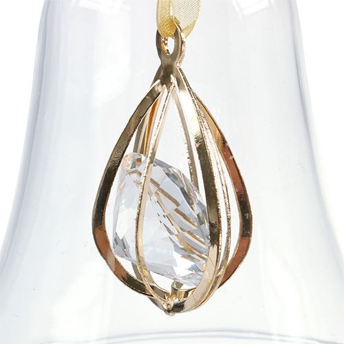 Floristik24 Dzwonek szklany Ø8cm H16cm z diamentem 2szt.