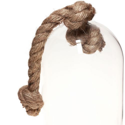 Produkt Szklany dzwonek z płytką o wyglądzie betonu i liną Ø17cm W28cm