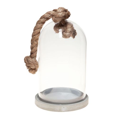Floristik24 Dekoracja szklanego dzwonka z podstawą przypominającą beton Ø13,5cm W24cm