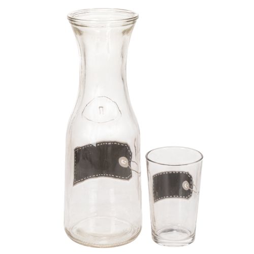 Karafka szklana wys. 27cm z 4 szklankami wys. 11cm | Floristik24.pl