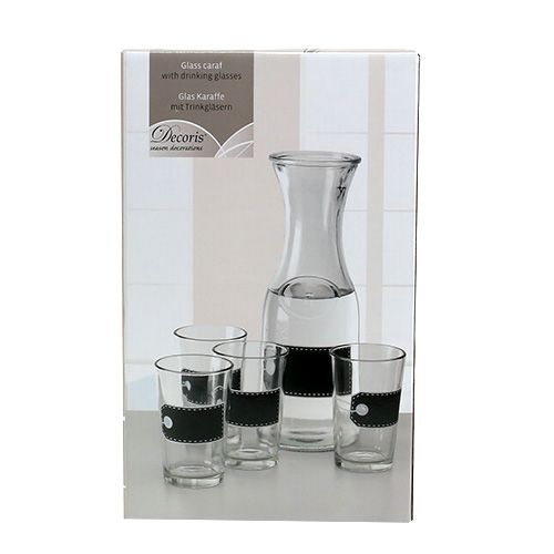 Produkt Szklana karafka H27cm z 4 szklankami H11cm