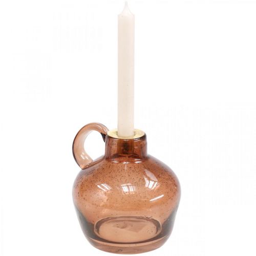 Produkt Świecznik szklany pręt świeca brązowy dekoracyjny dzbanek szklany wys. 15,5 cm