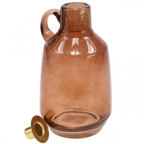 Produkt Świecznik szklany pręt świeca brązowa szklana dekoracja W22cm