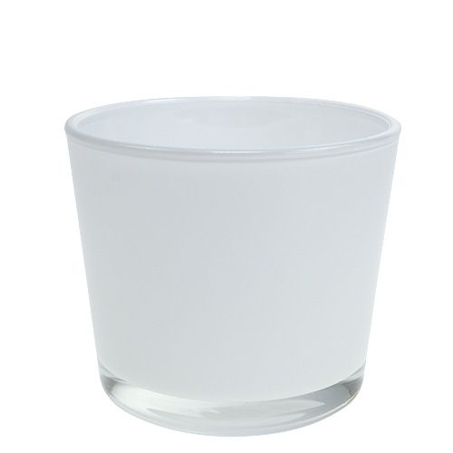 Floristik24 Doniczka szklana biała Ø10cm W8,5cm