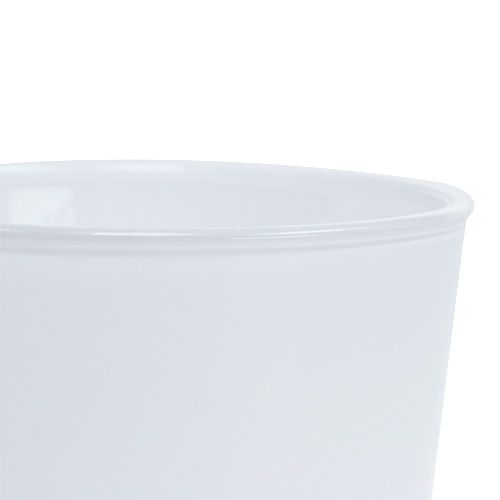 Floristik24 Doniczka szklana biała Ø10cm W8,5cm