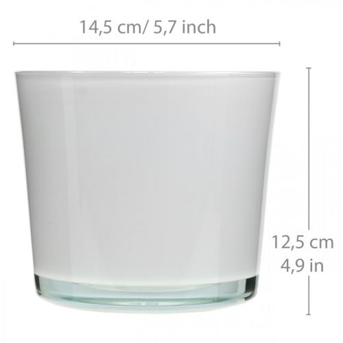 Produkt Szklana doniczka biała szklana doniczka Ø14.5cm H12.5cm