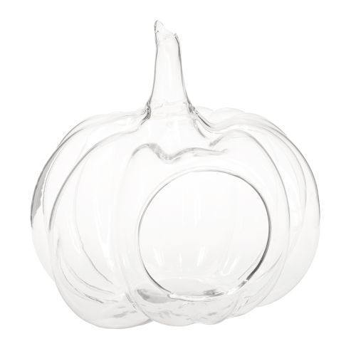 Floristik24 Szklana dynia z otworem, jesienna dekoracja dyni, przezroczysta, Ø21 cm, wys. 20 cm