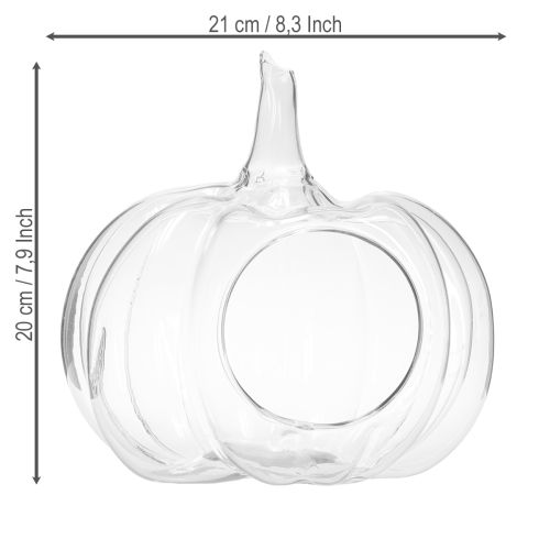Produkt Szklana dynia z otworem, jesienna dekoracja dyni, przezroczysta, Ø21 cm, wys. 20 cm