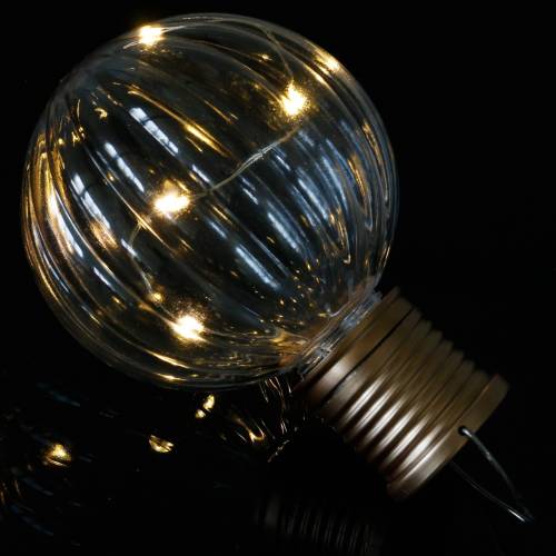 Floristik24 Lampa solarna LED retro look przezroczysta ciepła biel Ø8cm
