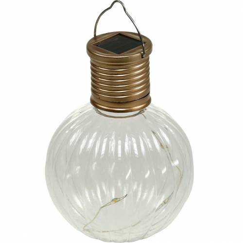 Floristik24 Lampa solarna LED retro look przezroczysta ciepła biel Ø8cm