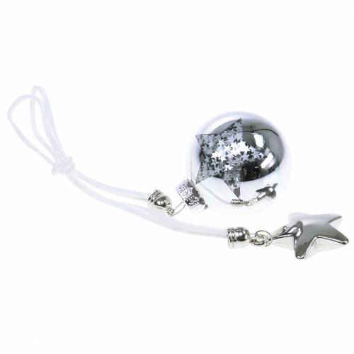 Floristik24 Ozdoba na choinkę szklana kula z gwiazdką srebrna 5cm