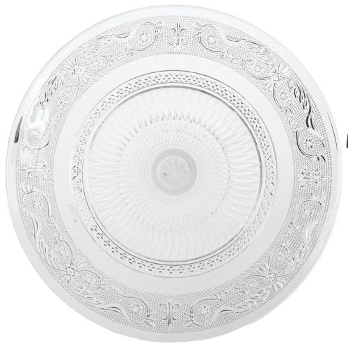 Produkt Talerz szklany na nóżce Płaska szklana miska z przezroczystym wzorem Ø25cm