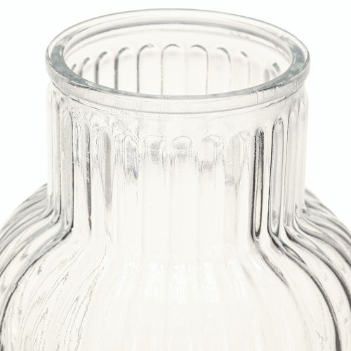 Produkt Szklany wazon wazon na kwiaty szkło rowkowane retro przezroczysty Ø13,5cm wys.20cm